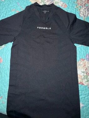 YoungLA Black Short Sleeve Crewneck Tee with White Logo